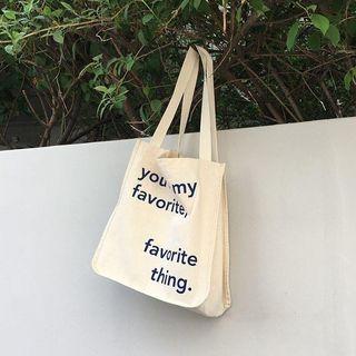 Lettering Canvas Tote Almond - One Size