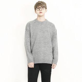 Round-neck Distressed Sweater