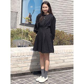 Puff-sleeve Pintuck-trim Dress One Size