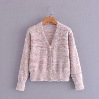 V-neck Cardigan Light Pink - One Size