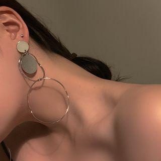 Alloy Disc & Hoop Dangle Earring 1 Pair - Earrings - One Size