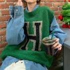 Round Neck Lettering Sweater Vest
