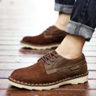 Genuine-leather Paneled Casual Shoes