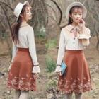 Set: Pleated Shirt + Embroidered Skirt