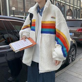 Color Block Panel Fleece Jacket