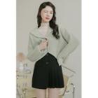 Collared Cropped Cardigan Green - One Size