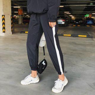 Contrast Trim Jogger Pants Black - One Size