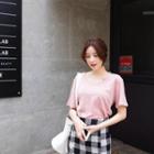 Round-neck Short-sleeve Linen T-shirt