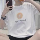 Fruit Print Elbow Sleeve T-shirt