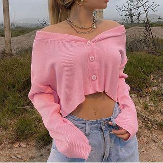 V Neck Cropped Cardigan