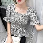 Leopard Short-sleeve Chiffon Top