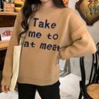 Lettering Sweater Khaki - One Size