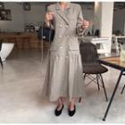 Double-breasted Long-sleeve Midi Collared Dress