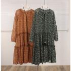 Floral Long-sleeve Midi Dress