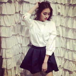 Set: Long-sleeve Blouse + Pleated Skirt