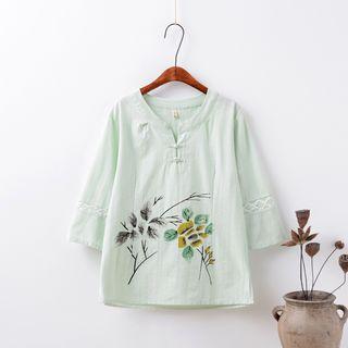 Printed Elbow-sleeve Blouse