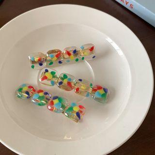 Plastic Hair Clip Green & Red & Blue - One Size