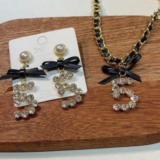 Rhinestone Drop Ear Stud / Pendant Necklace