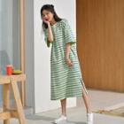 Boxy Stripe Long T-shirt Dress