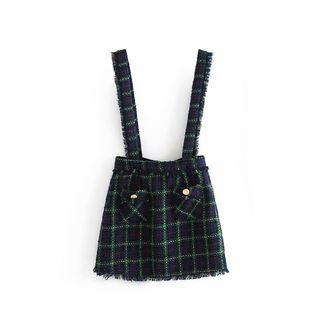 Suspender Plaid Skirt