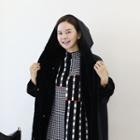 Double-breasted Hooded Faux-fur Jacket