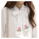 Long-sleeve Blouse With Embroidered Sash