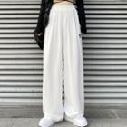 Heart Embroidered Wide Leg Sweatpants