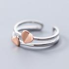 925 Sterling Silver Heart Layered Open Ring Silver - One Size