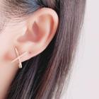 Cross Ear Stud 1 Pair - Clip-on Earrings - Gold - One Size