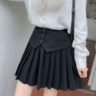 Pleated Button-up Mini Skirt