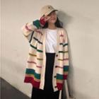 Color-block Striped Loose-fit Cardigan As Figure - One Size