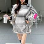 Neon-patched Stripe Oversized Sweatshirt