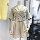 Elbow-sleeve Wide-leg Playsuit