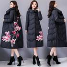 Flower Print Padded Midi Coat