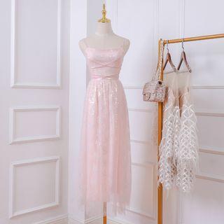 Glitter Strappy Evening Gown