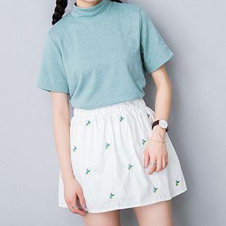 Flower Embroidered Skirt