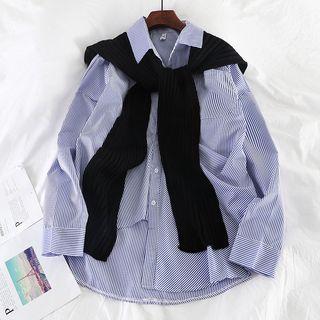 Set: Long-sleeve Shirt + Knit Shawl