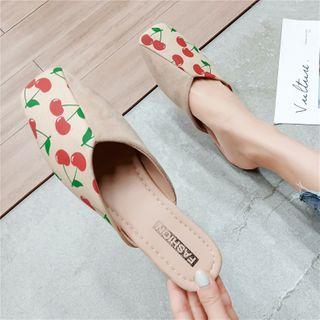 Square Toe Fruit Print Mules