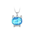 Cute Cat Pendant With Blue Austrian Element Crystal And Necklace