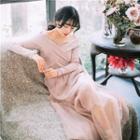 Long-sleeve Off Shoulder Knit Maxi Dress