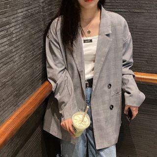 Double Breasted Blazer Gray - One Size