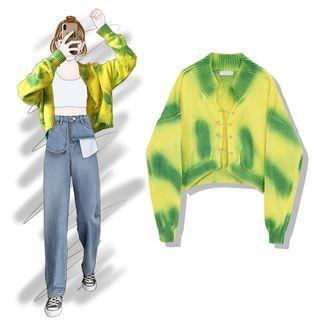 Tie-dyed Safety Pin Cardigan As Shown In Figure - One Size