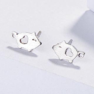 925 Sterling Silver Pig Earring As Shown In Figure - One Size