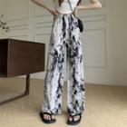 High-waist Wide-leg Printed Pants