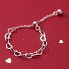 Heart Sterling Silver Chained Ring Silver - One Size