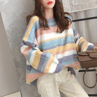 Rainbow Striped Knit Sweater