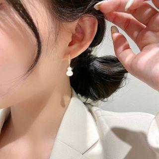 Gourd Faux Pearl Dangle Earring 1 Piece - White - One Size