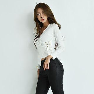 Tie-side Lace-up Wrap Top