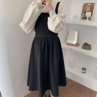 Puff-sleeve Sweatshirt / Midi Jumper Dress