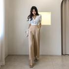 Zip-side Wide Linen Pants